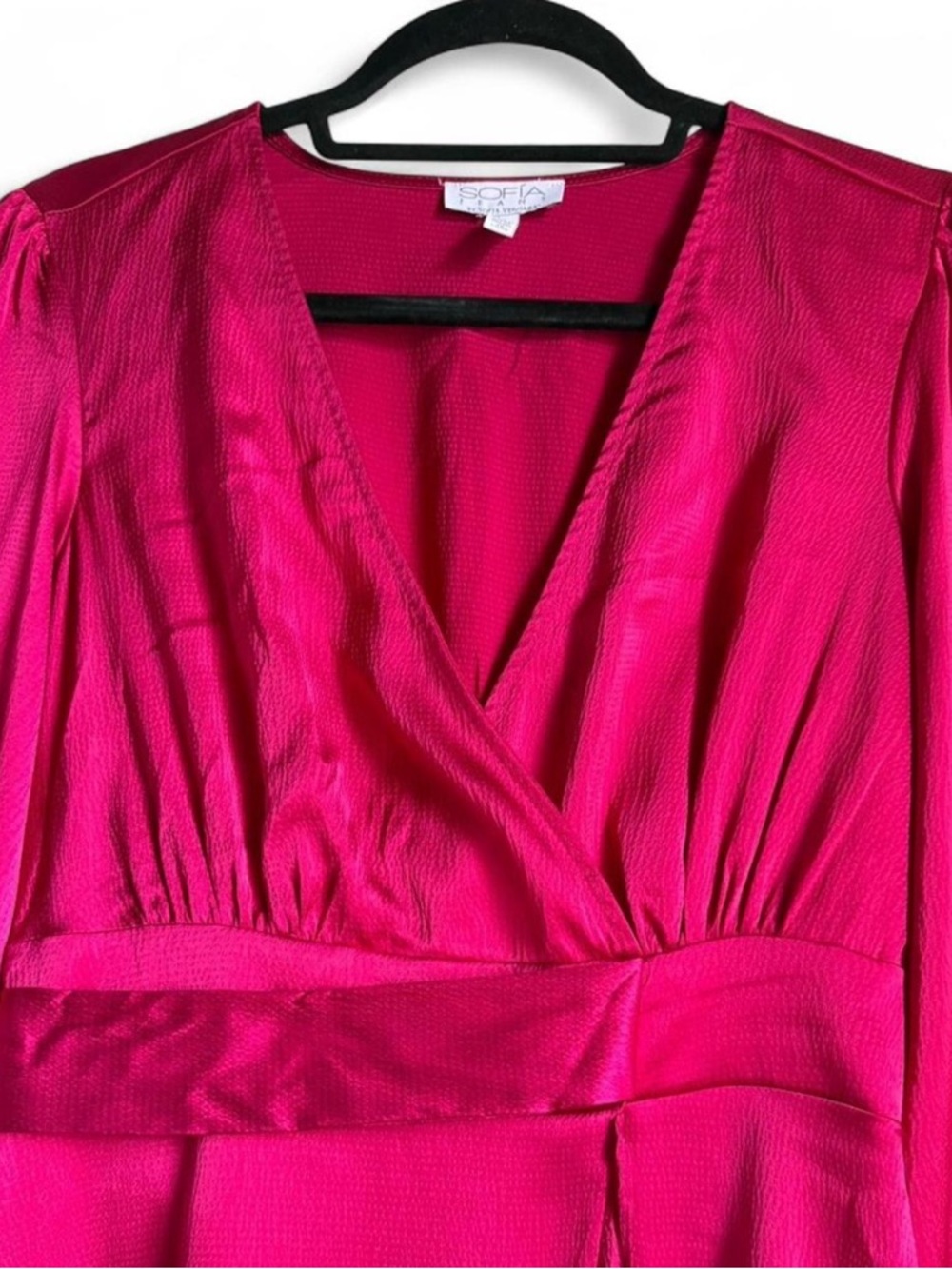 Sofia by sofia vergara Fuchsia Wrap-Style Long Sleeve Dress - Picture 5 of 10